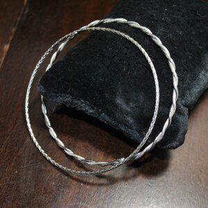 Set of 2 Thin Vintage Sterling Silver Bangles by Carl Art
